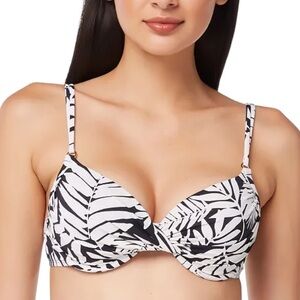 Bleu Rod Beattie Black White Tropical Print Bikini Top